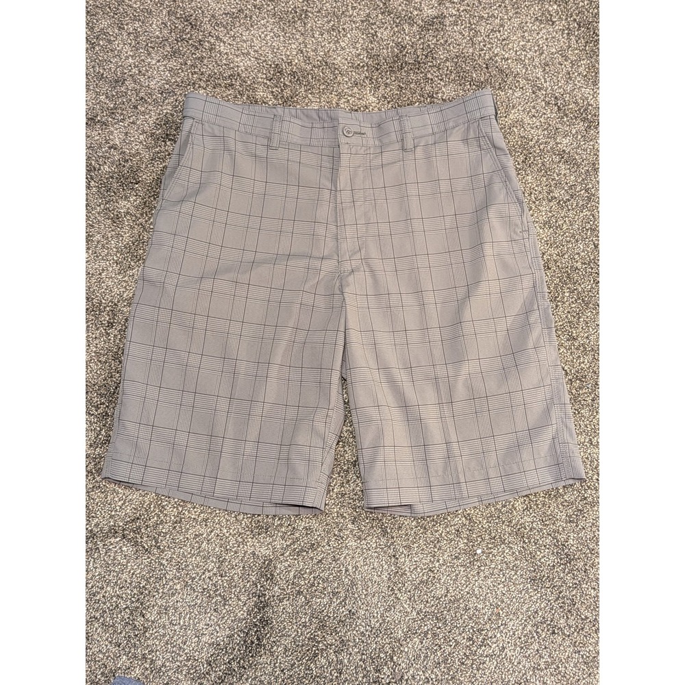 PGA Tour Mens Grey Glen Plaid Golf Shorts Stretch Size 34 Performance Active